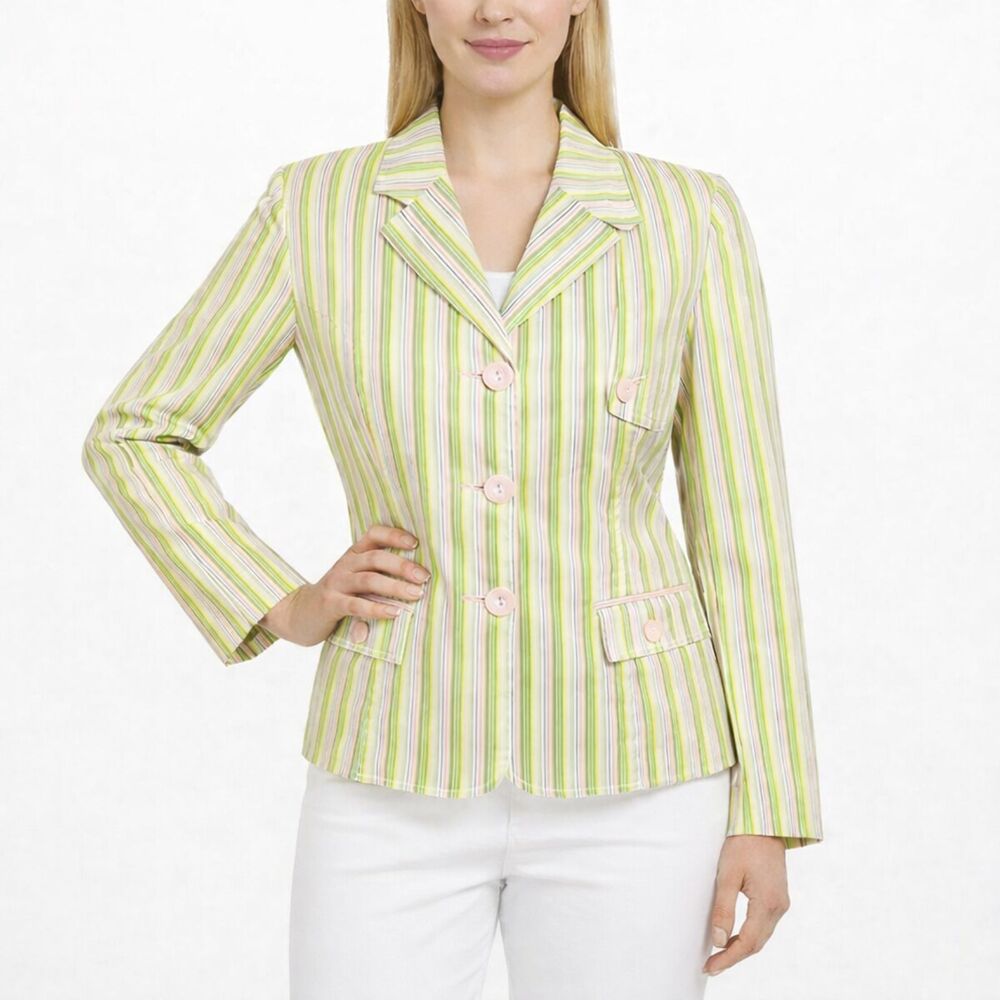 Sag Harbor Jacket Size 14P Stretch Petite Stripe NWOT